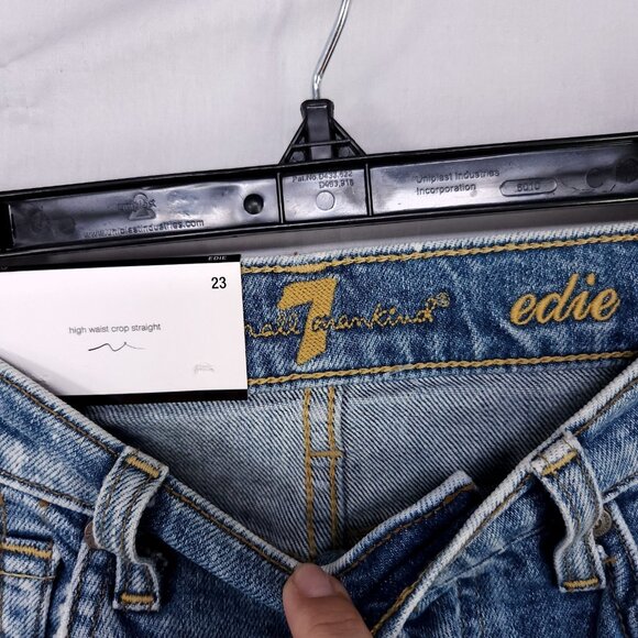 7 for All Mankind Edie Jeans Size 23 High Waist Crop Straight Leg Button Fly - Picture 16 of 16